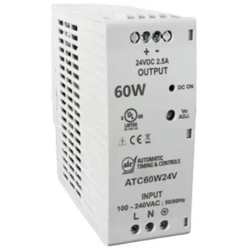Picture of ATC Diversified Electronics ATCPWR Series ATC60W24V Power Supply, 60W, 24V DC, 2.5A, 90-264V AC In, DIN Rail Mnt.