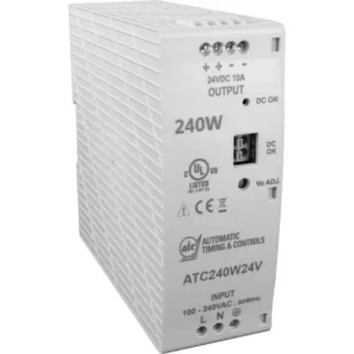 Picture of ATC Diversified Electronics ATCPWR Series ATC240W24V Power Supply, 240W, 24V DC, 10A, 90-264V AC In, DIN Rail Mnt.