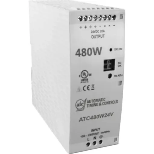Picture of ATC Diversified Electronics ATCPWR Series ATC480W24V Power Supply, 480W, 24V DC, 20A, 90-264V AC In, DIN Rail Mnt.